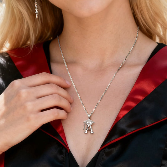 Gnoce Personalized Grad Cap Initial Necklace_2