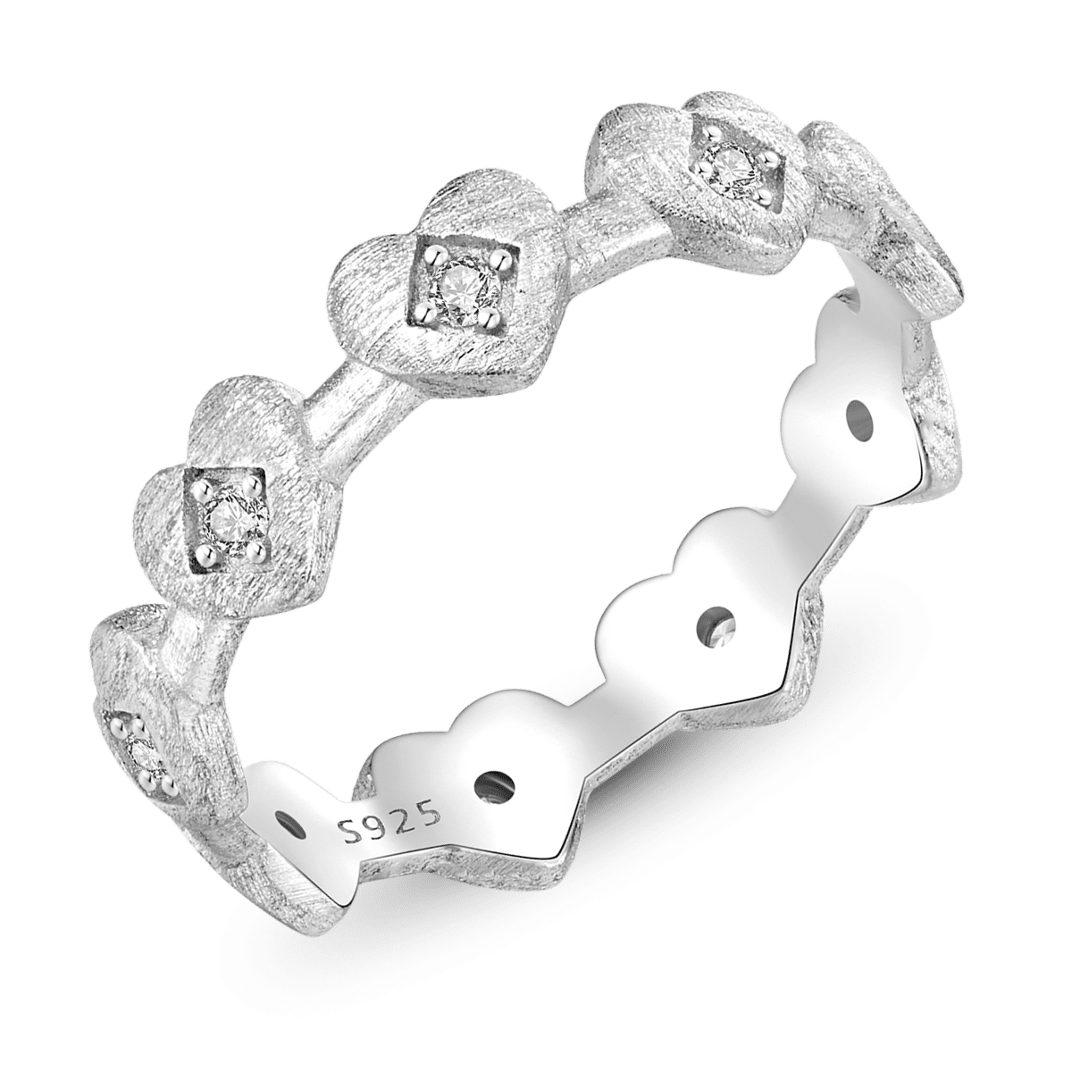 Gnoce White Cubic Zirconia Heart Ring_4