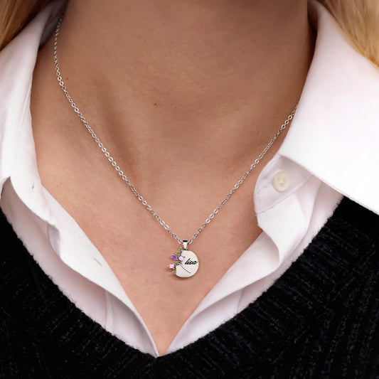 Gnoce Personalized Family Tree Necklace with 2 Birthstones_2