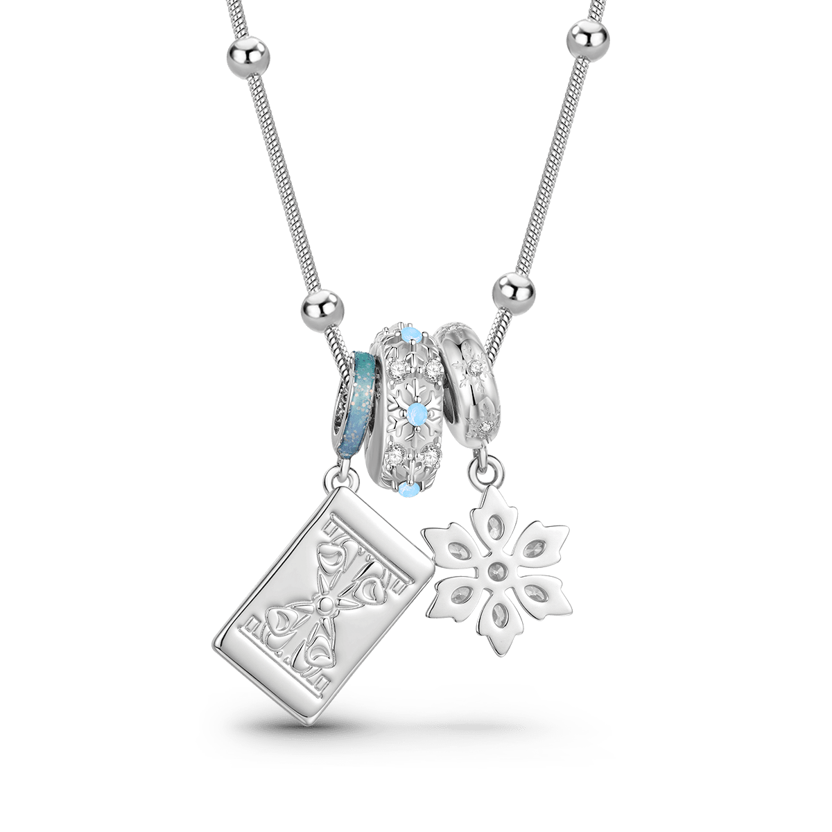 Gnoce Snowflake Stopper and Justice Tarot Pendant Necklace Set_5