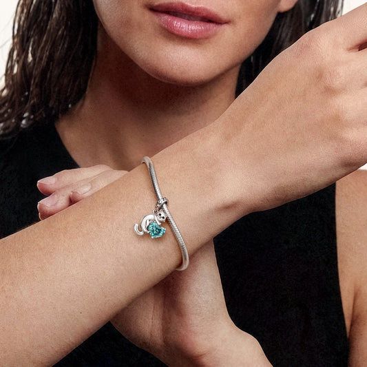 Gnoce Cat Embraces Love Birthstone Pendant Dangle Charm_2