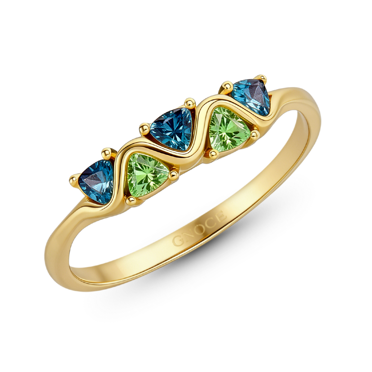 Gnoce Wave Triangle-Cut Band Ring_4