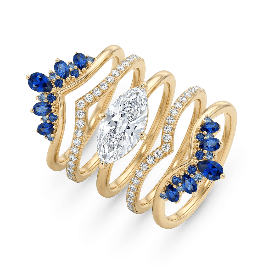 Gnoce Marquise-Cut Engagement Ring Set_4