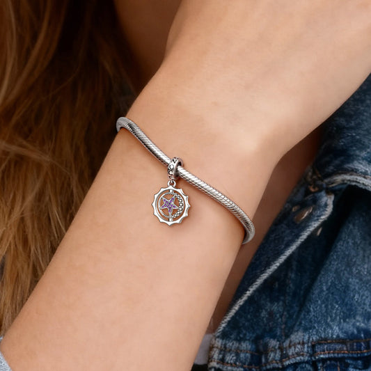 Gnoce Rotatable Star Birthstone Pendant Dangle Charm_3