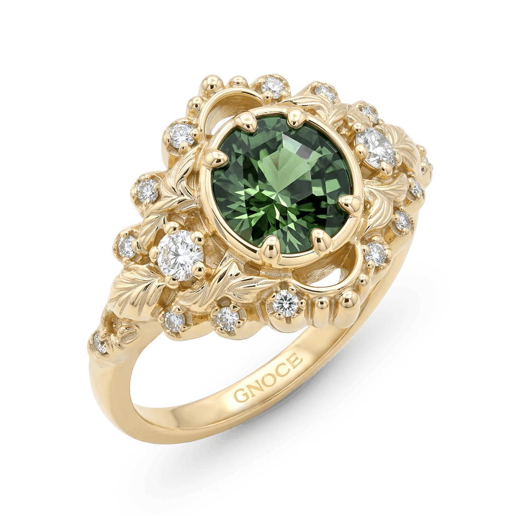 Gnoce Nature-Inspired Leaf Round-Cut Engagement Ring_4