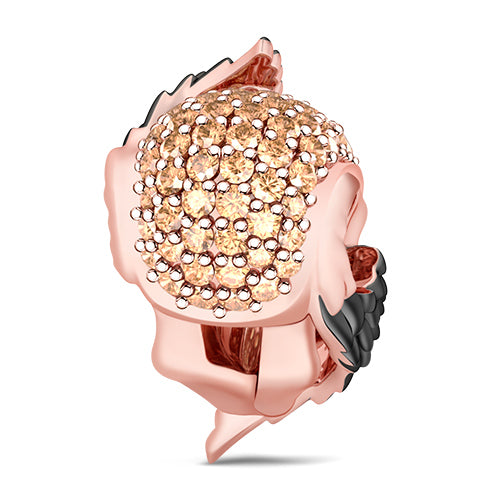 Gnoce "Skull with Angel Wings" 925 Sterling Silver with Rose Gold Plated Champagne Stones Black Wings For Wings Fit Pandora Bracelet_2