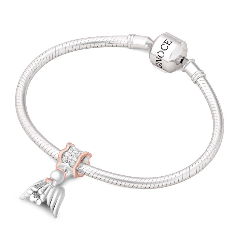 Gnoce "Angle of Love" 925 Sterling Silver Clear CZ Stones with Lovely Heart Angel Charm_3