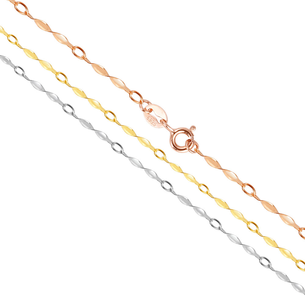 Gnoce "Chain of Love for Someone Special" 925 Sterling Silver Gold/Rose Gold Plating Can Adding A Pendant Or Charm Gold Cable Chain Neckalce_4