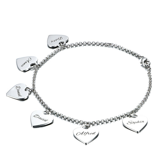 Gnoce "My Heart Beat For You" Personalized Heart Charm Engravable Bracelet For Mom_4