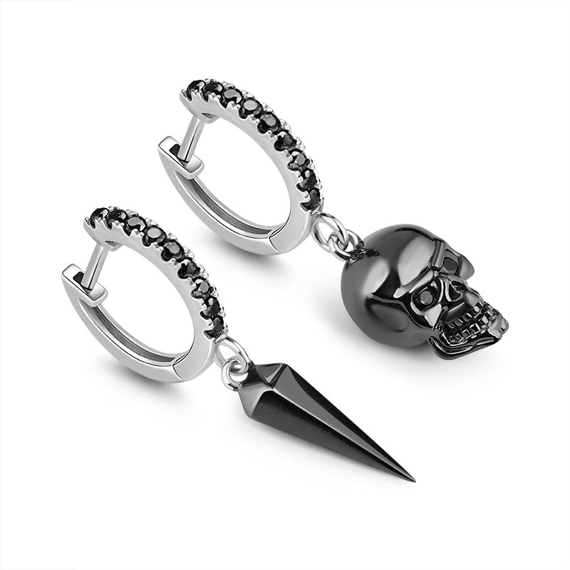Gnoce "Skull Love" Skull and Awl Earring Set 925 Sterling Silver with Black Plated_3