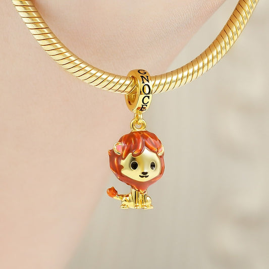 Lion Pendant Dangle Charm Sterling Silver 18k Gold Plated_3