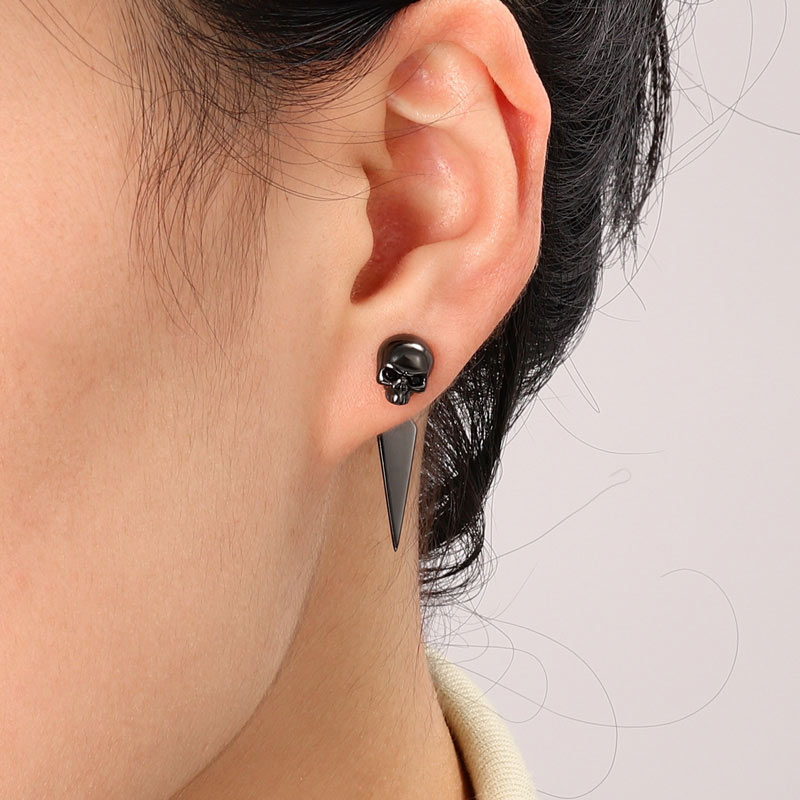 Black Skull Earring Jackets Sterling Silver_3