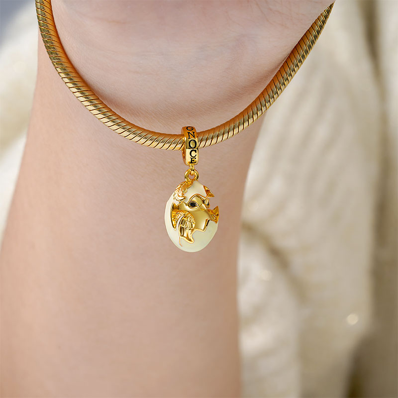 Newborn Chicken Pendant Dangle Charm Sterling Silver 18k Gold Plated_3