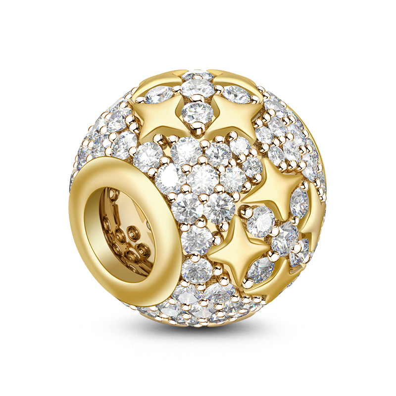 Gnoce "Shinning Star" S925 Sterling Silver Cubic Zirconia Charm Beads Gift for Her Suitable for Necklace Fit Pandora Bracelet_2
