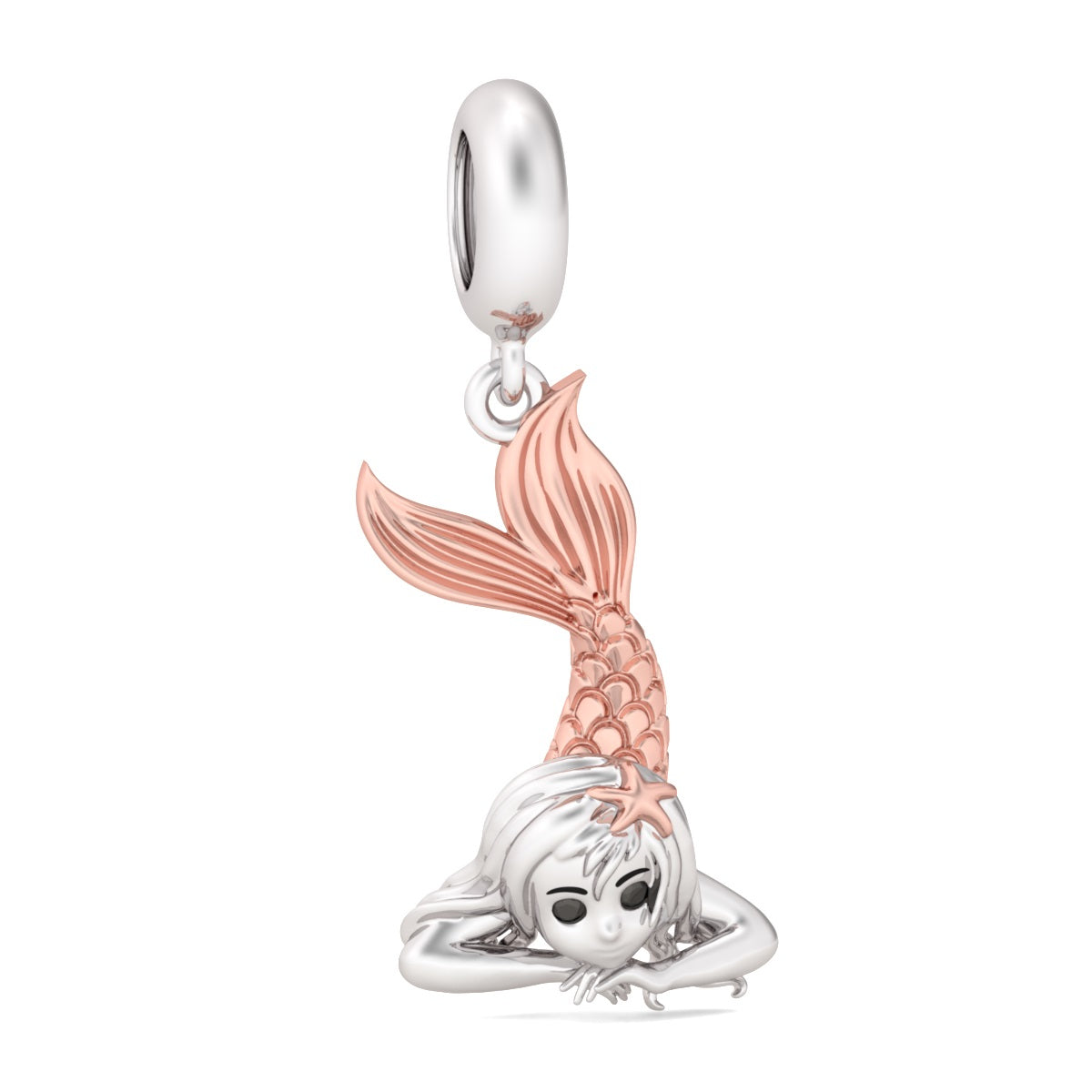 Gnoce "Mermaid Girl" 925 Sterling Silver Rose Gold Pendants Charms Best Gift for Loved Ones_3