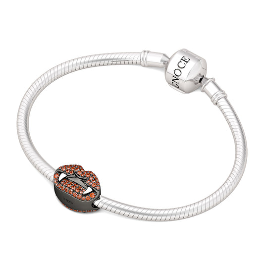 Gnoce "Devil's lips" 925 Sterling Silver Black Plated Beads Charms Red Crystals Fit Pandora Bracelet_3