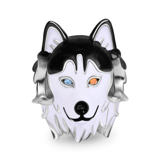 Gnoce "Athletic Partner" Heterochromia Husky Dog Charm Bead 925 Sterling Silver_1