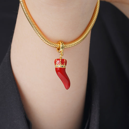 Lucky Horn Pendant Dangle Charm Sterling Silver 18K Gold Plated_3