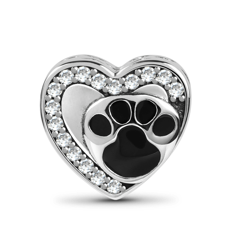 Heart-shaped Paw Charm Bead Sterling Silver_1