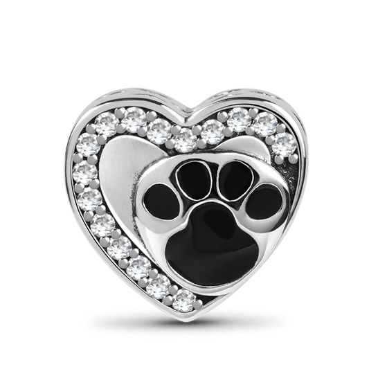 Heart-shaped Paw Charm Bead Sterling Silver_1