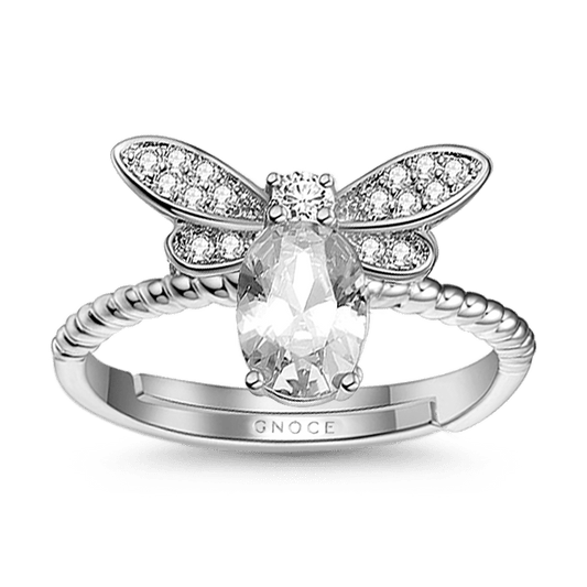 Bee Open Statement Ring Sterling Silver with Created Sapphire_1