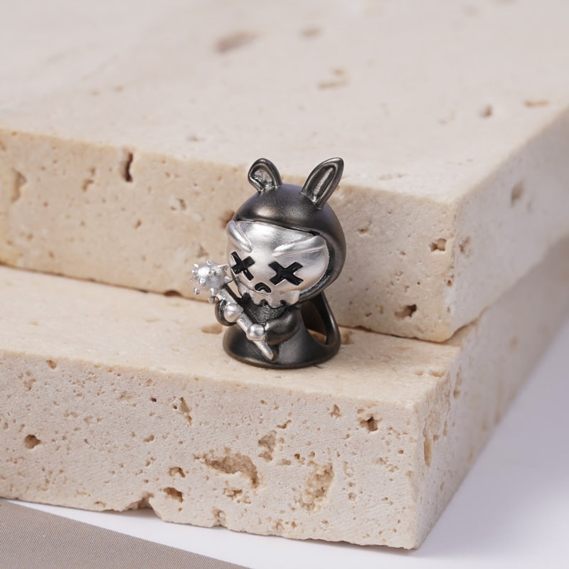 Violent Rabbit Charm Bead Sterling Silver two tone_2