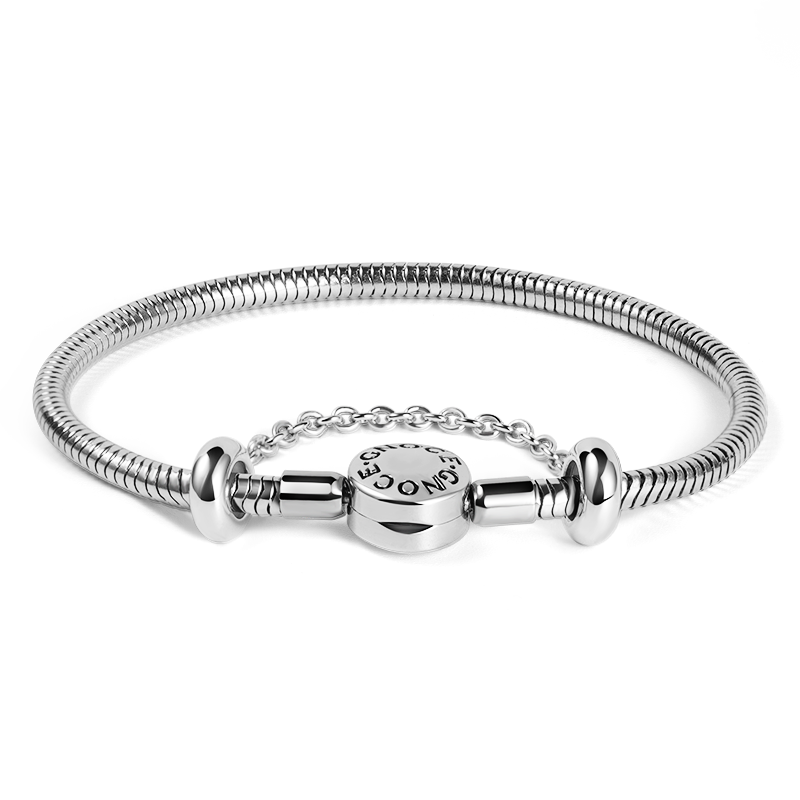 Gnoce "Never Fade" Metal Bracelet with Safety Chain 316 Stainless Steel Fit for Charms_1