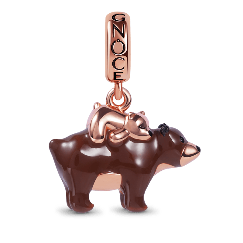Mother Bear Carries Baby Pendant Dangle Charm Sterling Silver 18K Rose Gold Plated Mother's Day Gift_1
