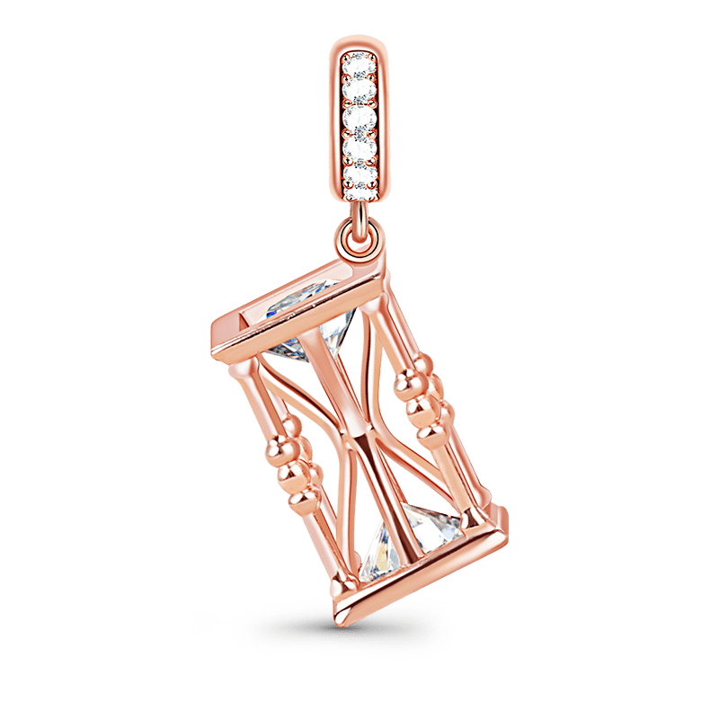 Gnoce "Hourglass" 925 Sterling Silver 18k Rose Gold Plated Pandents Charms Fit Bracelet and Necklace_1