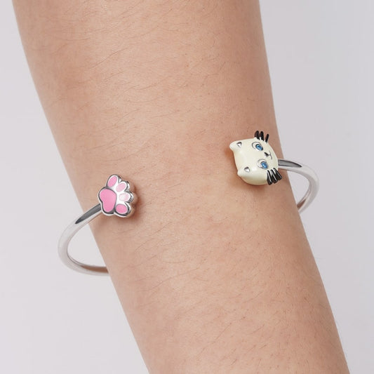 Kitty Paw Bangle Bracelet Sterling Silver_3