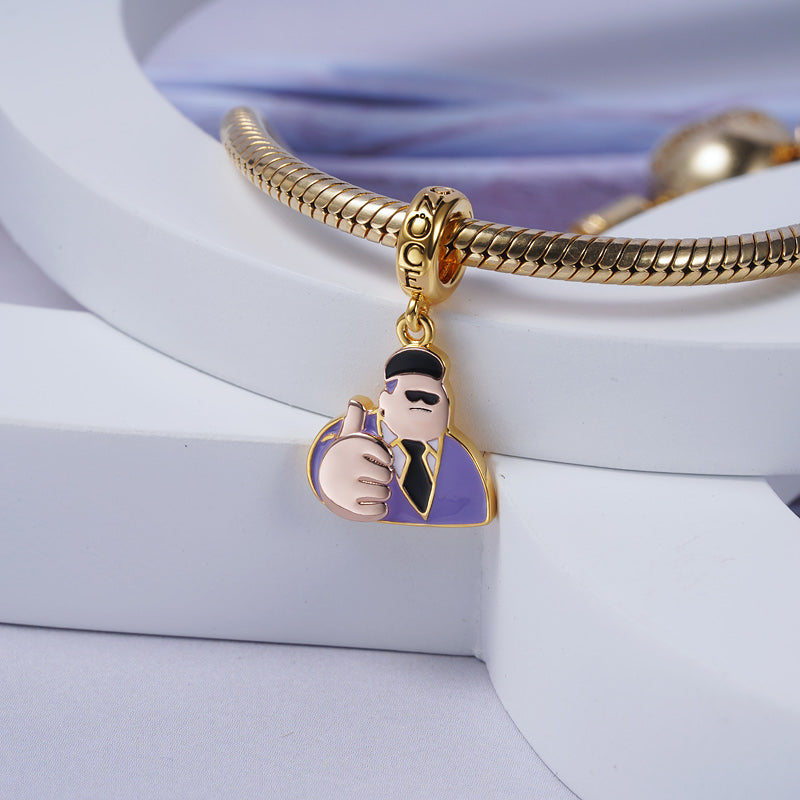 "Crazy Rich Guy" Boss Pendant Dangle Charm Sterling Silver 18K Gold Plated_2
