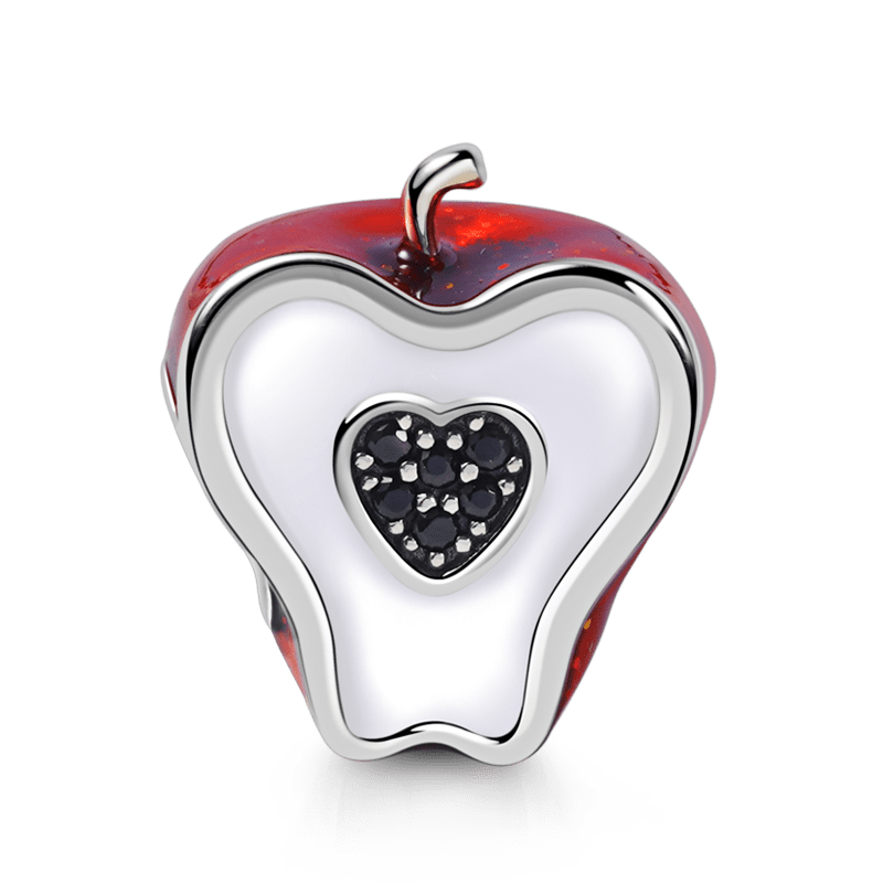 Black Heart Apple Charm Bead Sterling Silver_2