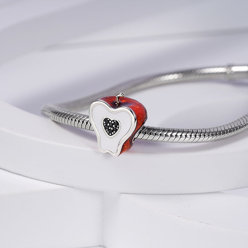 Black Heart Apple Charm Bead Sterling Silver_3