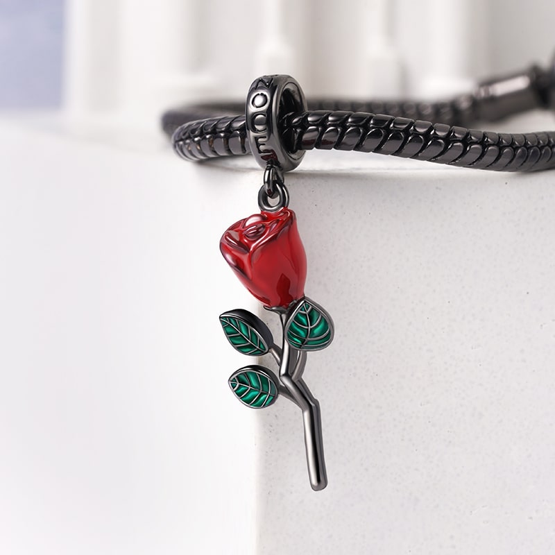 Rose Flower Pendant Dangle Charm Sterling Silver_3