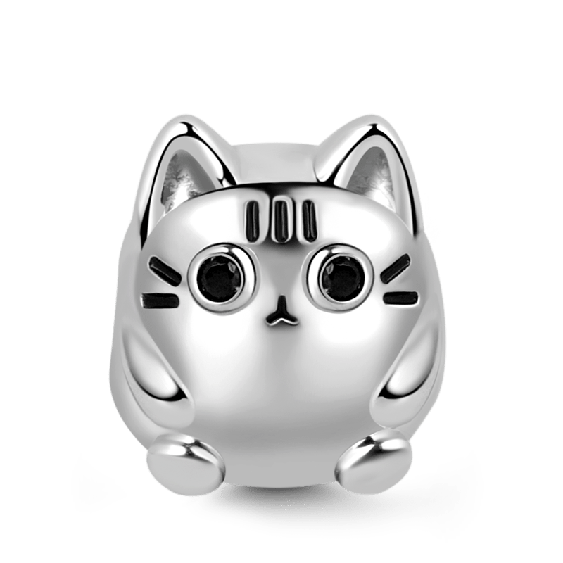 Gnoce "Meow, Play with Me" Cat Charm S925 Sterling Silver Bead Fit for Bracelet_1