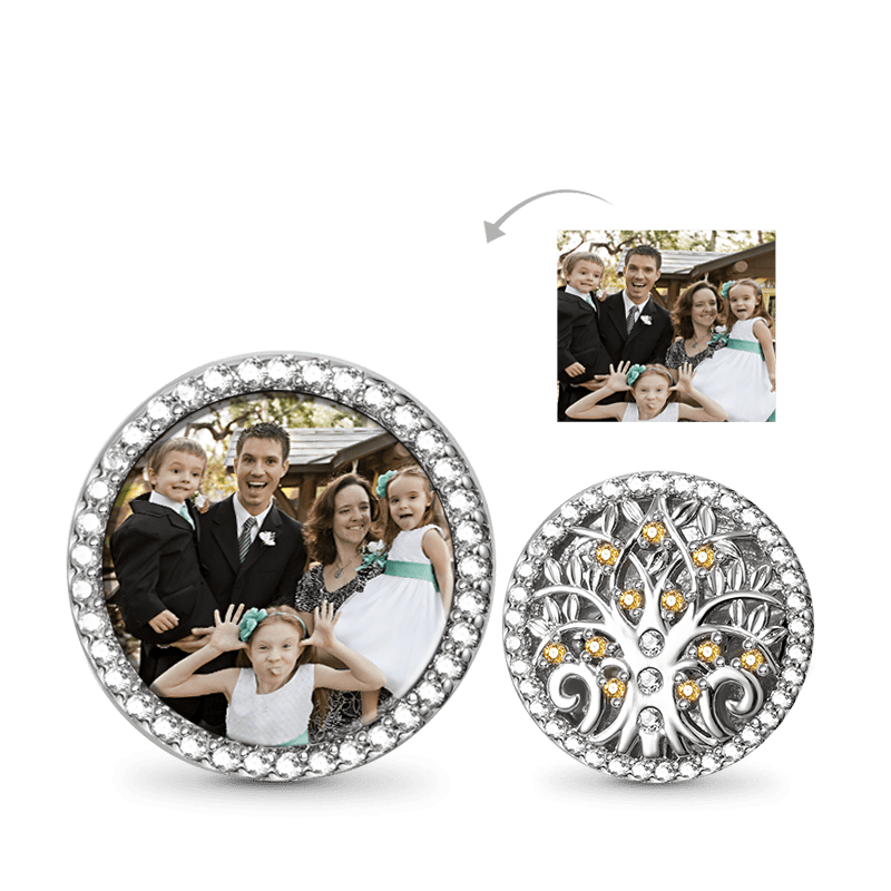Tree of Life Personalized Photo Charm Bead 925 Sterling Silver inlaid with Stones Mother's Day Gift_1