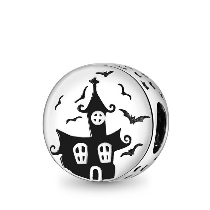 Double-face Ghost Castle Charm Bead Sterling Silver_1