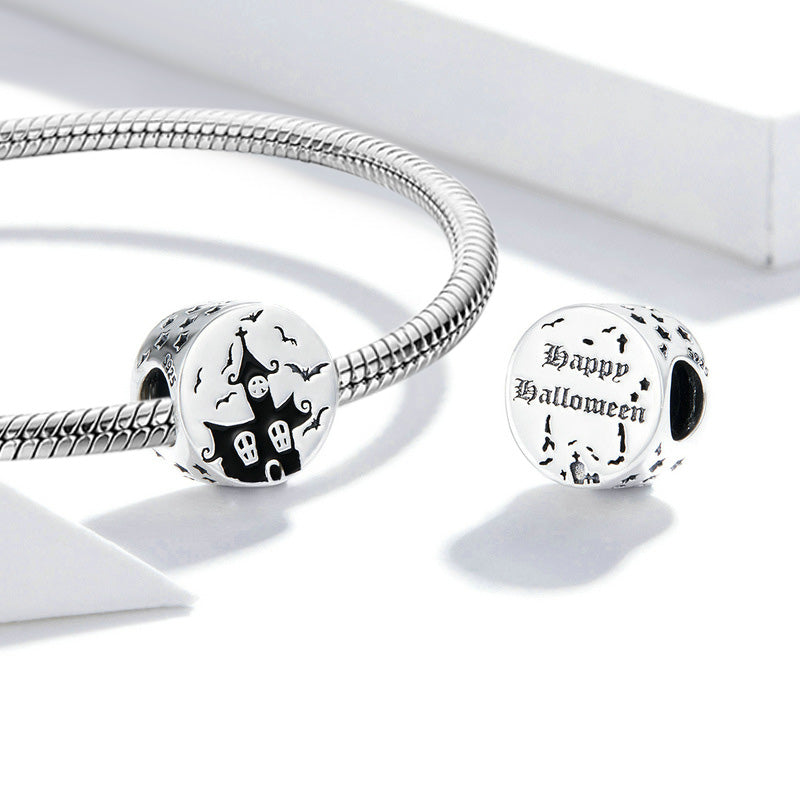 Double-face Ghost Castle Charm Bead Sterling Silver_2