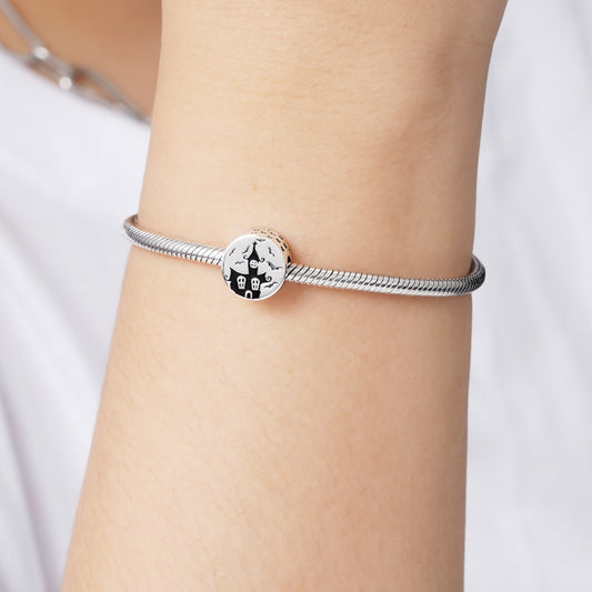 Double-face Ghost Castle Charm Bead Sterling Silver_3
