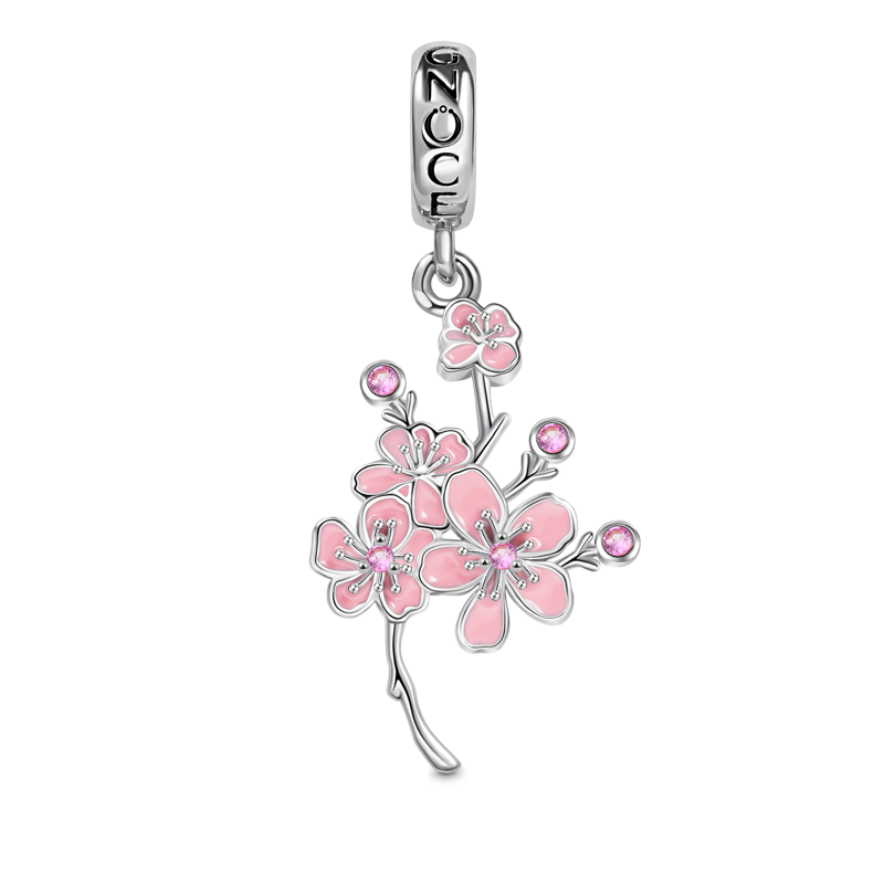 Cherry Blossoms Pendant Dangle Charm Sterling Silver_1