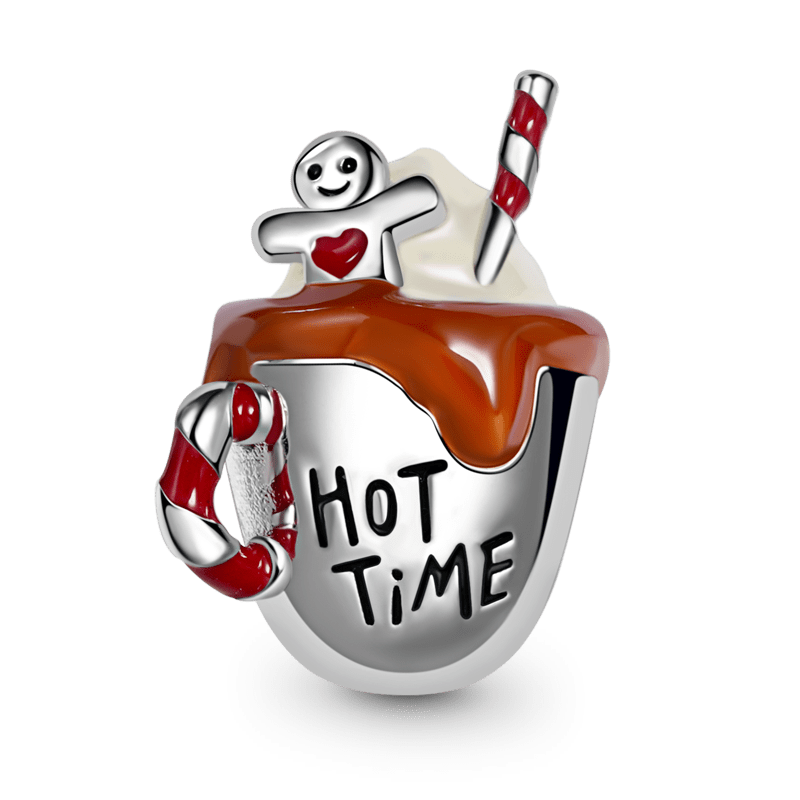 Coffee Charm Bead With Christmas Elements 925 Sterling Silver_1