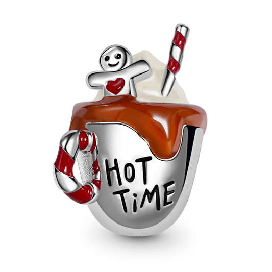 Coffee Charm Bead With Christmas Elements 925 Sterling Silver_1
