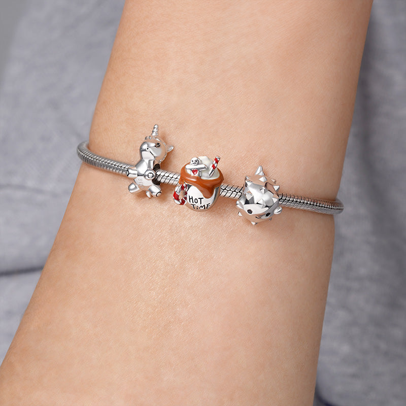 Coffee Charm Bead With Christmas Elements 925 Sterling Silver_4