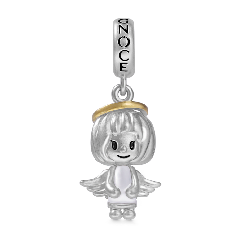 Cute Angel Pendant Dangle Charm 925 Sterling Silver Matte Finish_1