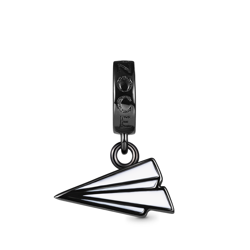 Origami Airplane Pendant Dangle Charm 925 Sterling Silver White Enamel_1