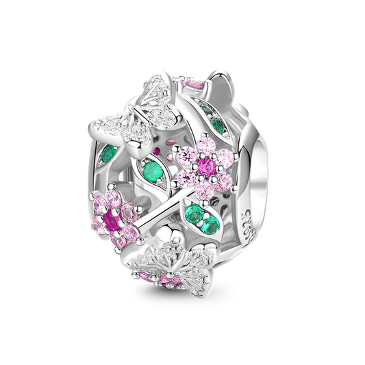 Colorful Butterfly Charm Bead S925 Sterling Silver Inlaid with Gemstones_1