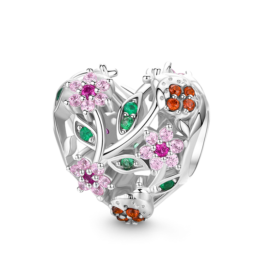 Colorful Ladybug Charm Bead S925 Sterling Silver Inlaid with Gemstones_1