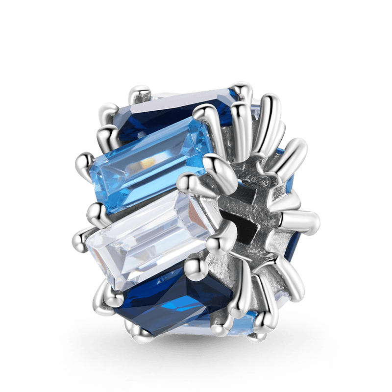 Mystic Charm Bead 925 Sterling Silver Inlaid with Gradient Blue Cuboid Gemstones_1
