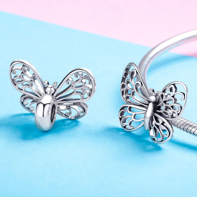 Attractive Butterfly Stopper for Charm Bracelets 925 Sterling Silver_2