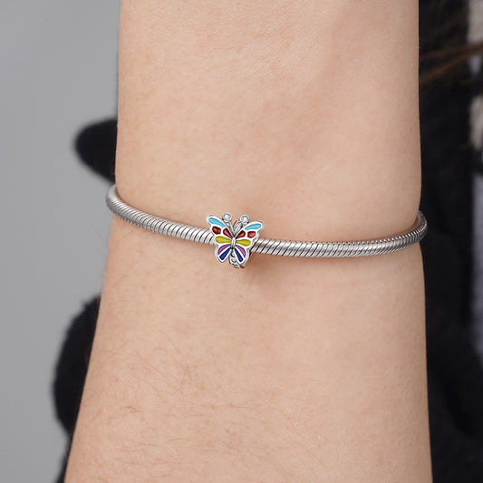 Colorful Butterfly Stopper for Charm Bracelets 925 Sterling Silver with Fine Enamels_3